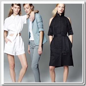 DKNY Cold Shoulder Black Poplin Shirt Dress